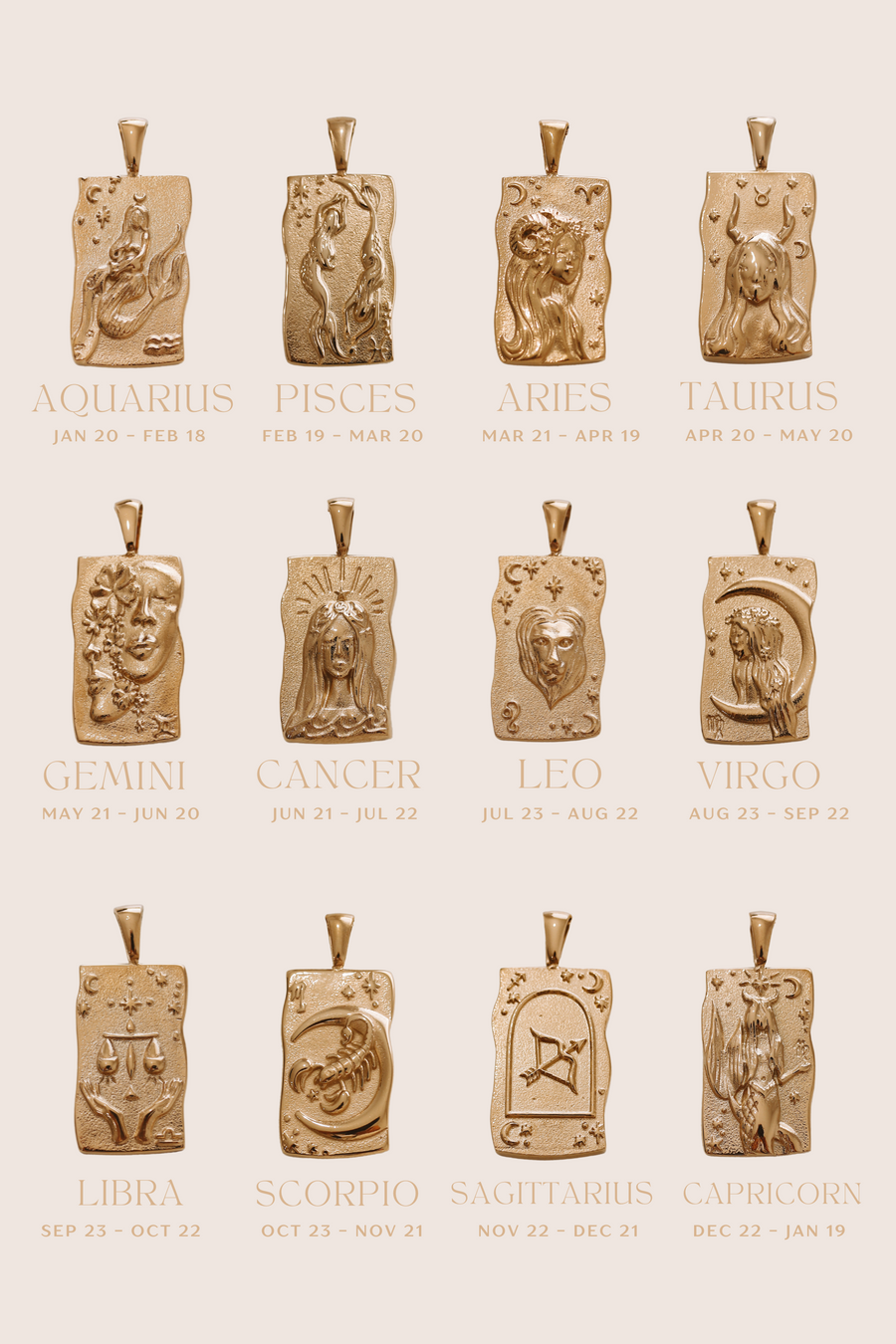 Aisha - 18ct Gold or Silver Plated Zodiac Horoscope & Monogram Necklace