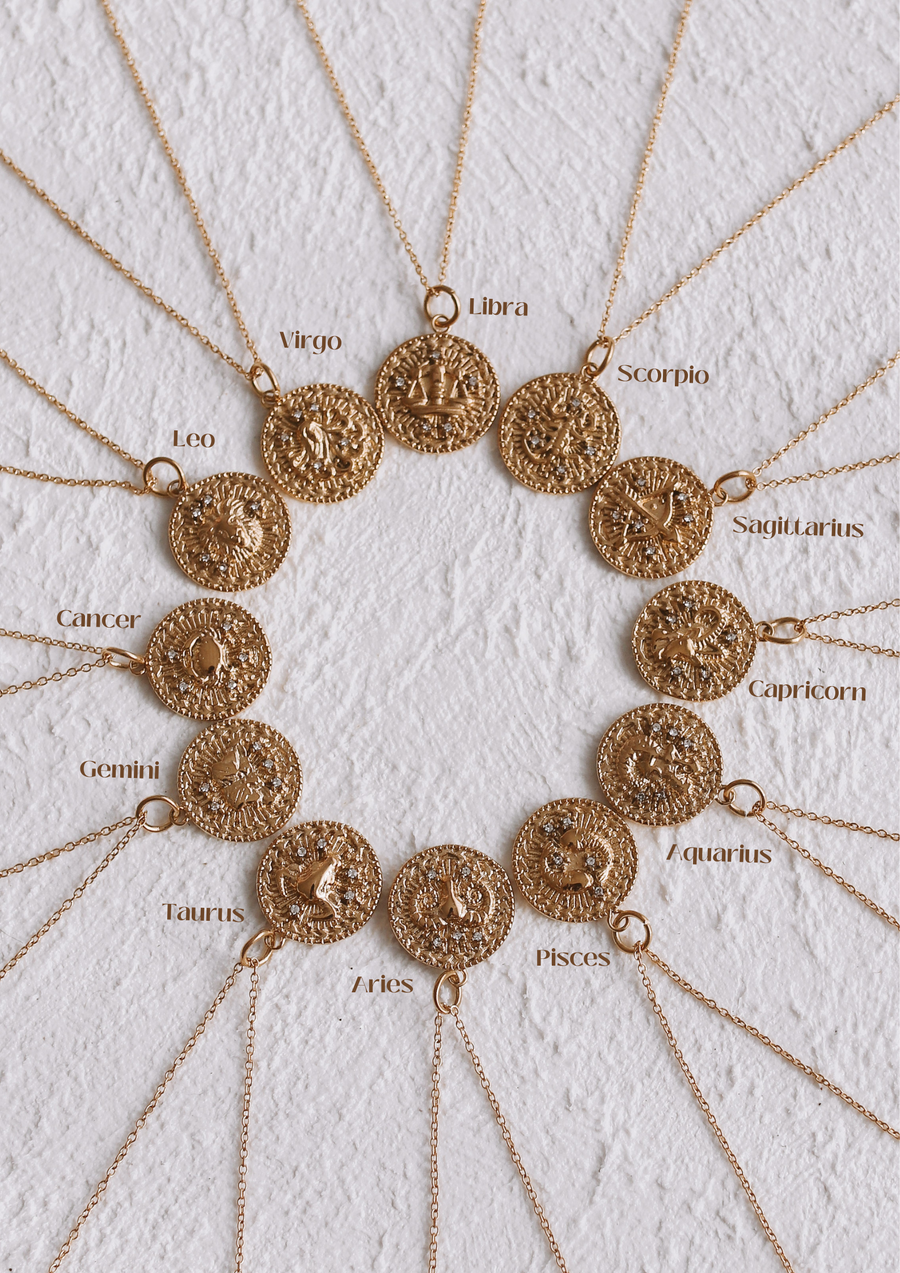 Tiarni - 18ct Gold or Silver Plated Horoscope Necklace