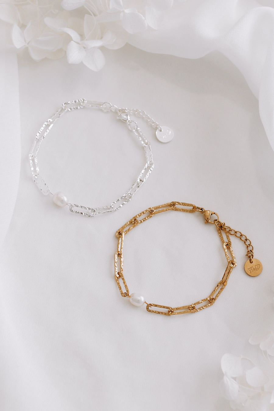 Azzurra - Gold or Silver Stainless Steel Pearl Bracelet