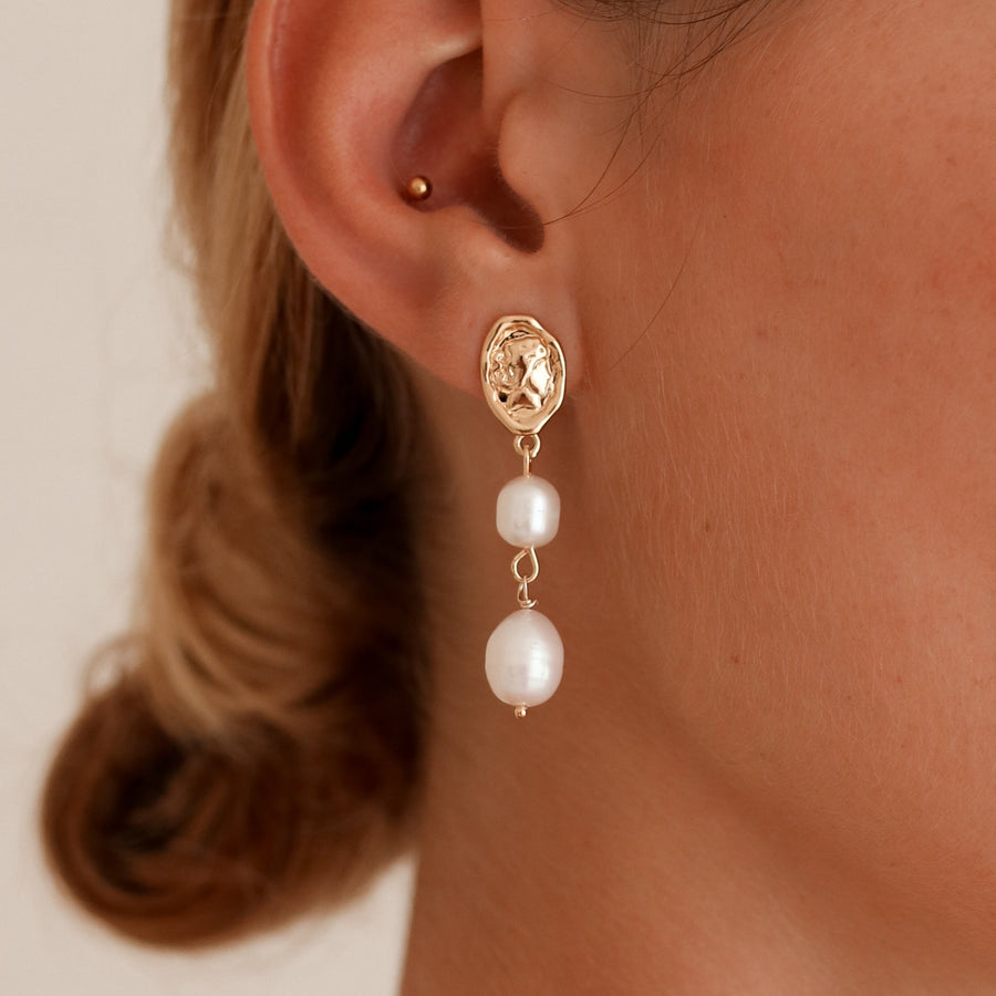 Lira - Gold or Silver Plated Stainless Pearl Earrings
