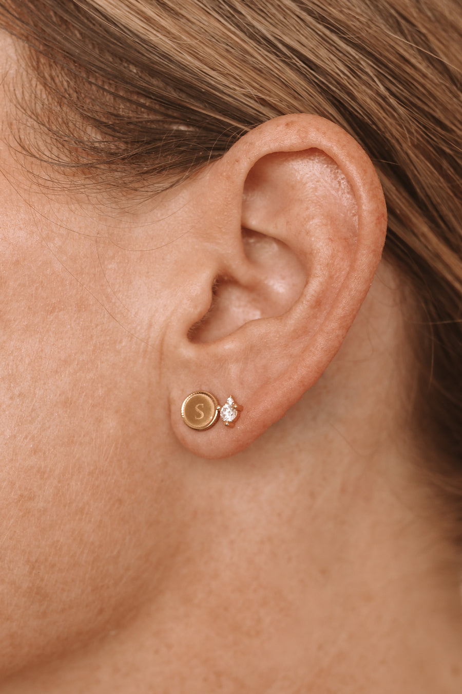 Brynlee - Stainless Steel Monogram Stud Earrings