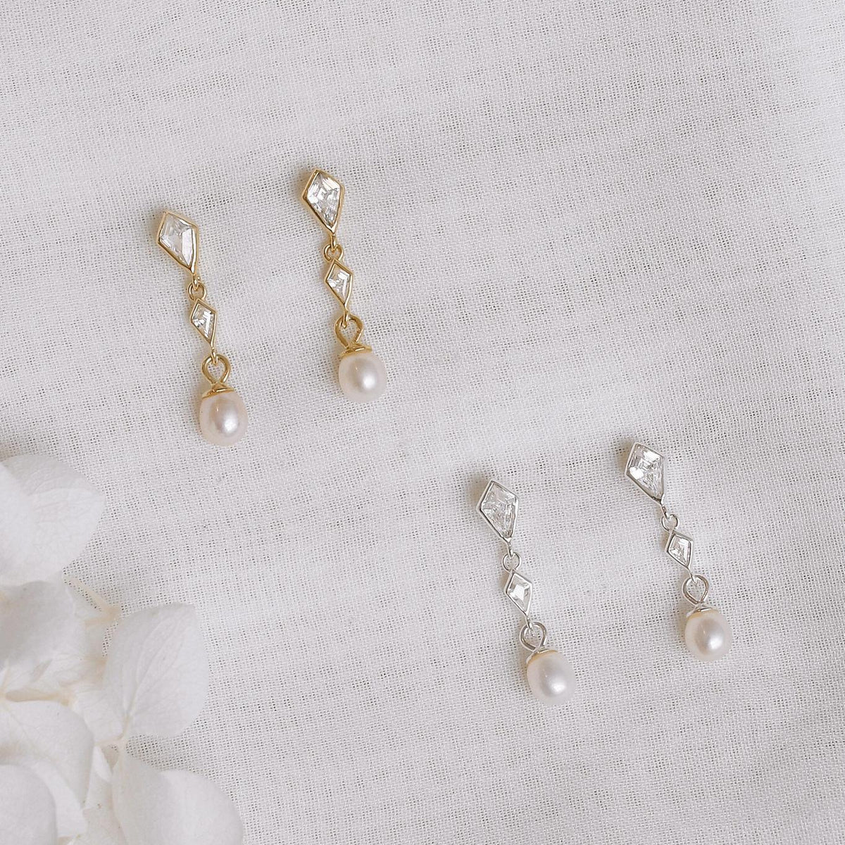 Marisol - Sterling Silver Pearl Bridal Earrings – Frankly My Dear Store