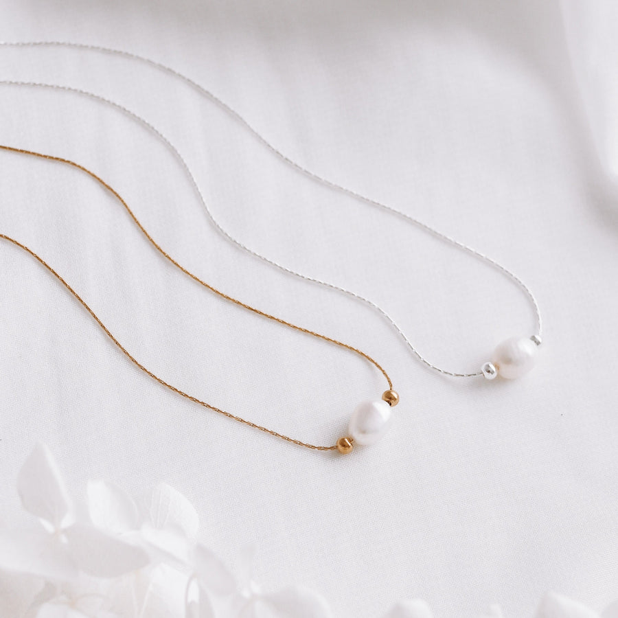 Delta - Stainless Steel Gold or Silver Pearl Necklace