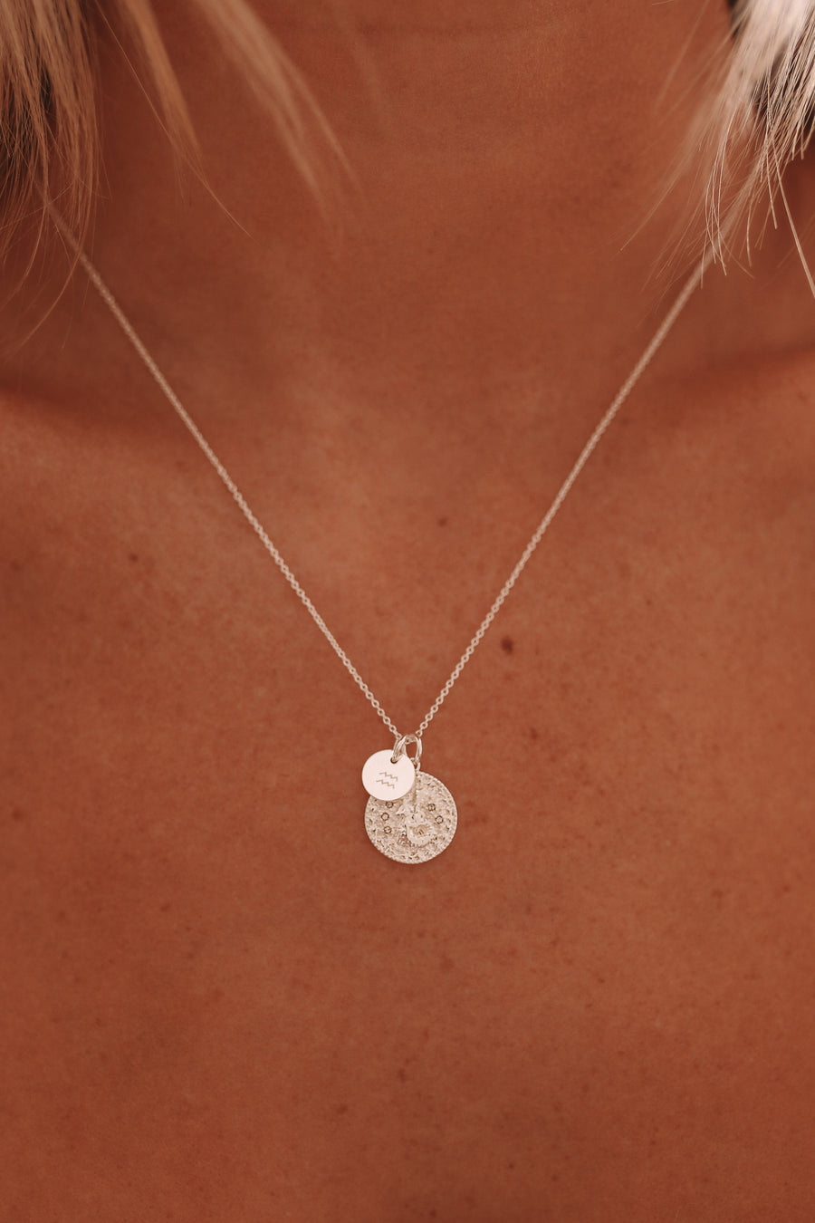 Thea - 18ct Gold or Silver Plated Zodiac Horoscope & Monogram Necklace