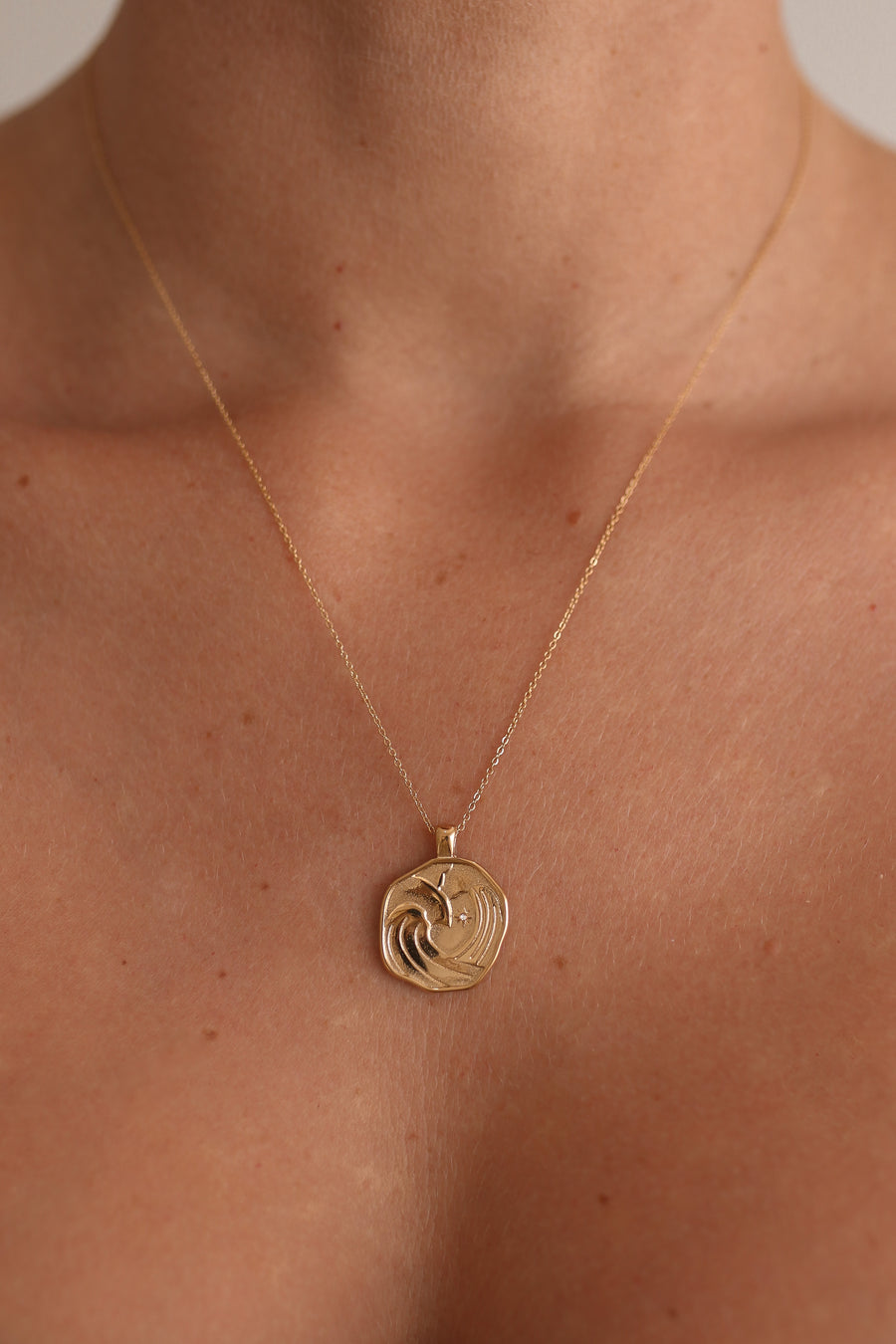Water Element Necklace 14ct Gold or Silver Plated Stainless Steel