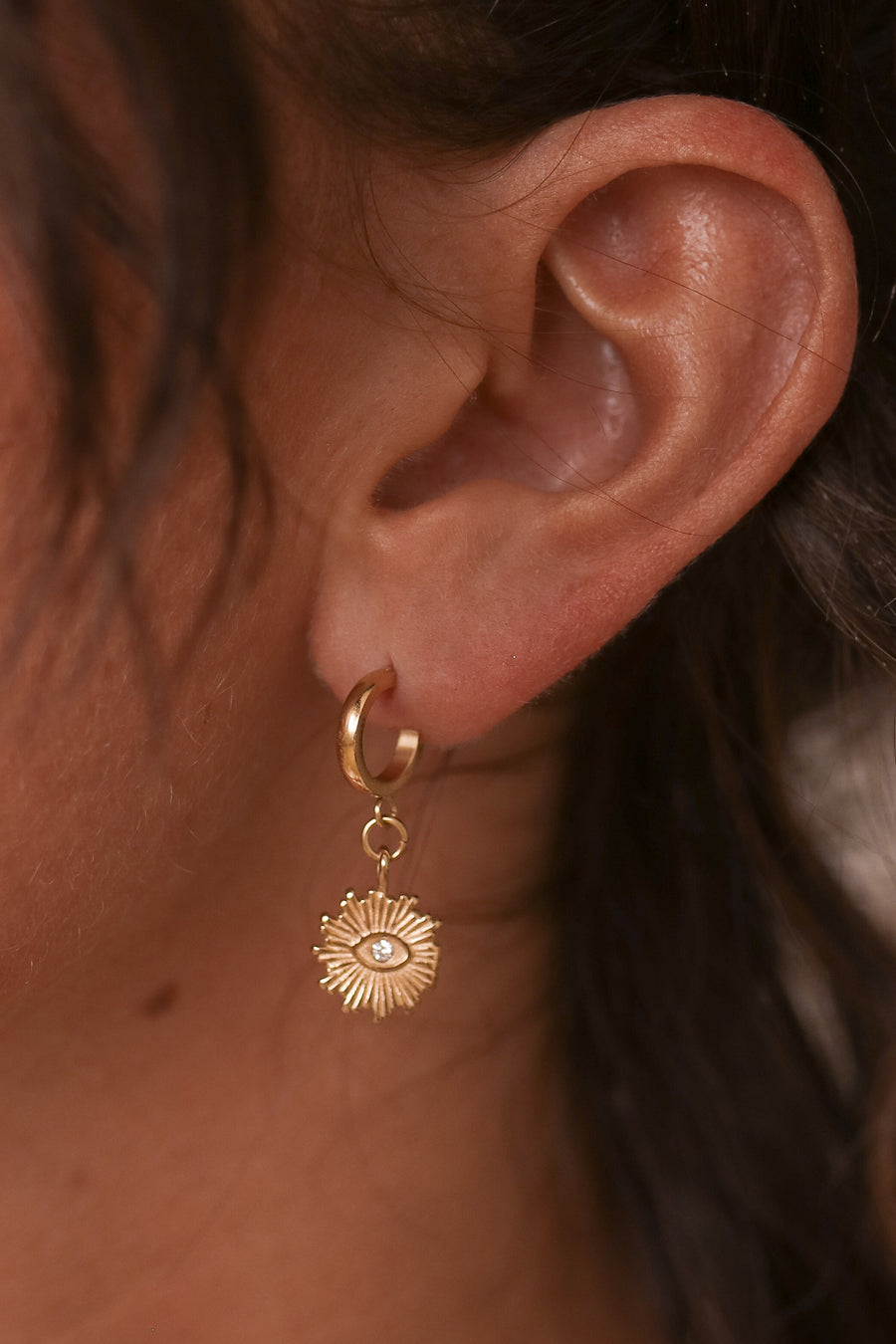 Chiara - Gold or Silver Evil Eye Earrings