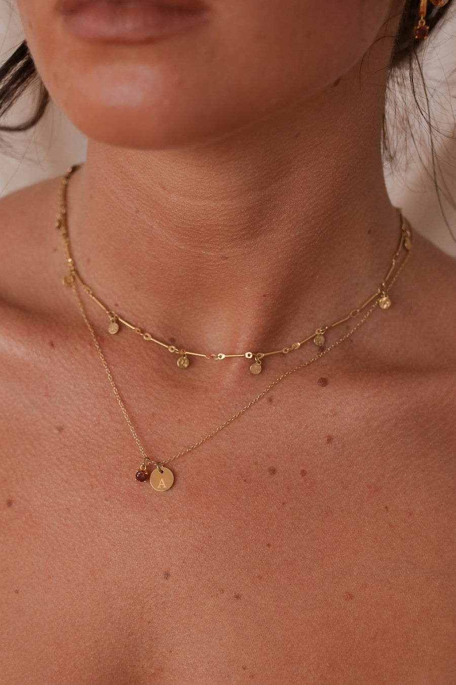 Sienna - Gold Stainless Steel Monogrammed Birthstone Necklace