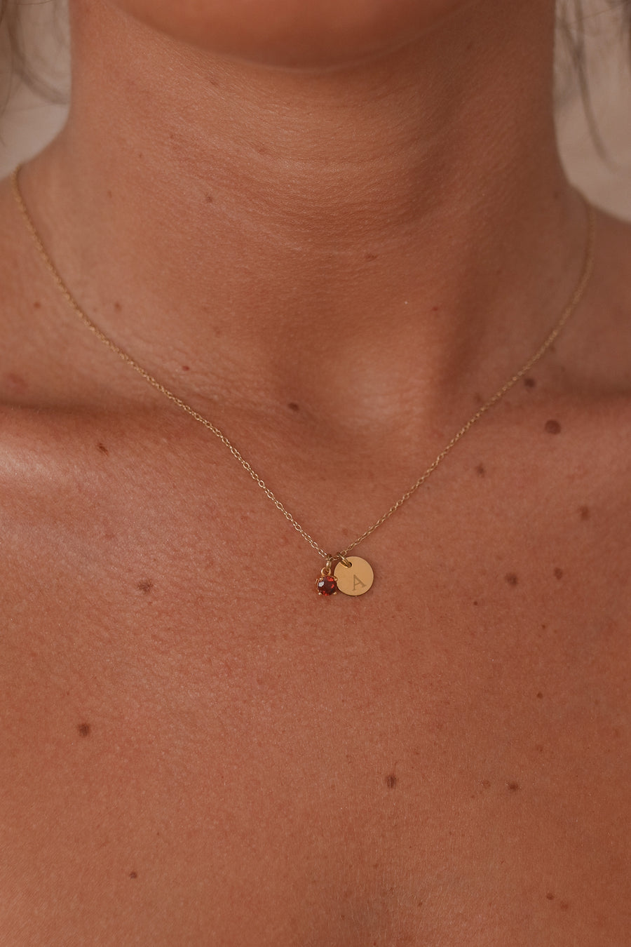 Sienna - Gold Stainless Steel Monogrammed Birthstone Necklace