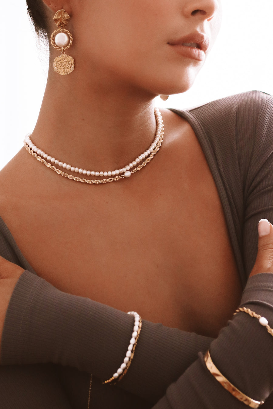 Harvey - Gold or Silver Stainless Steel Pearl Necklace