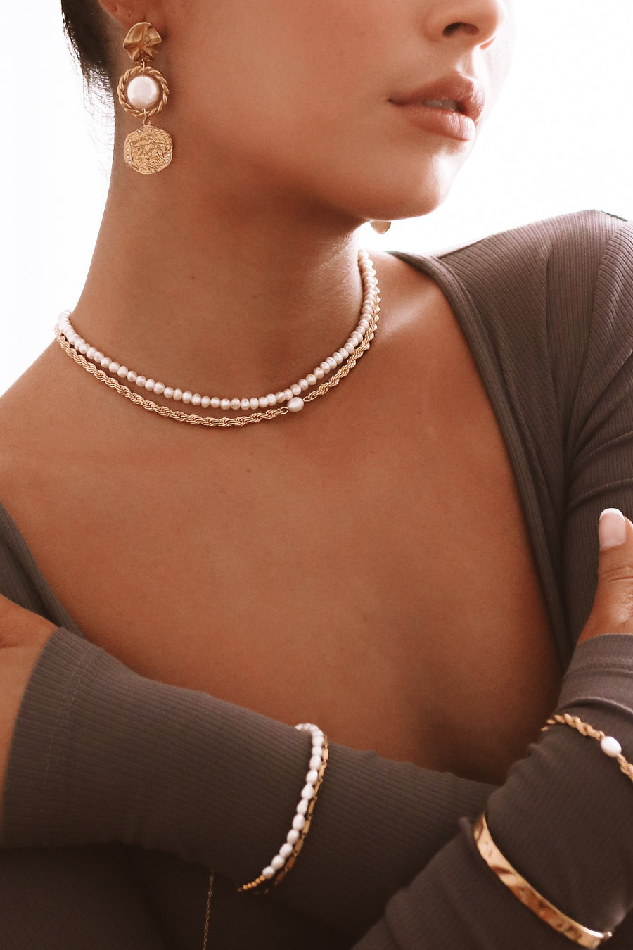 Harvey - Gold or Silver Stainless Steel Pearl Necklace
