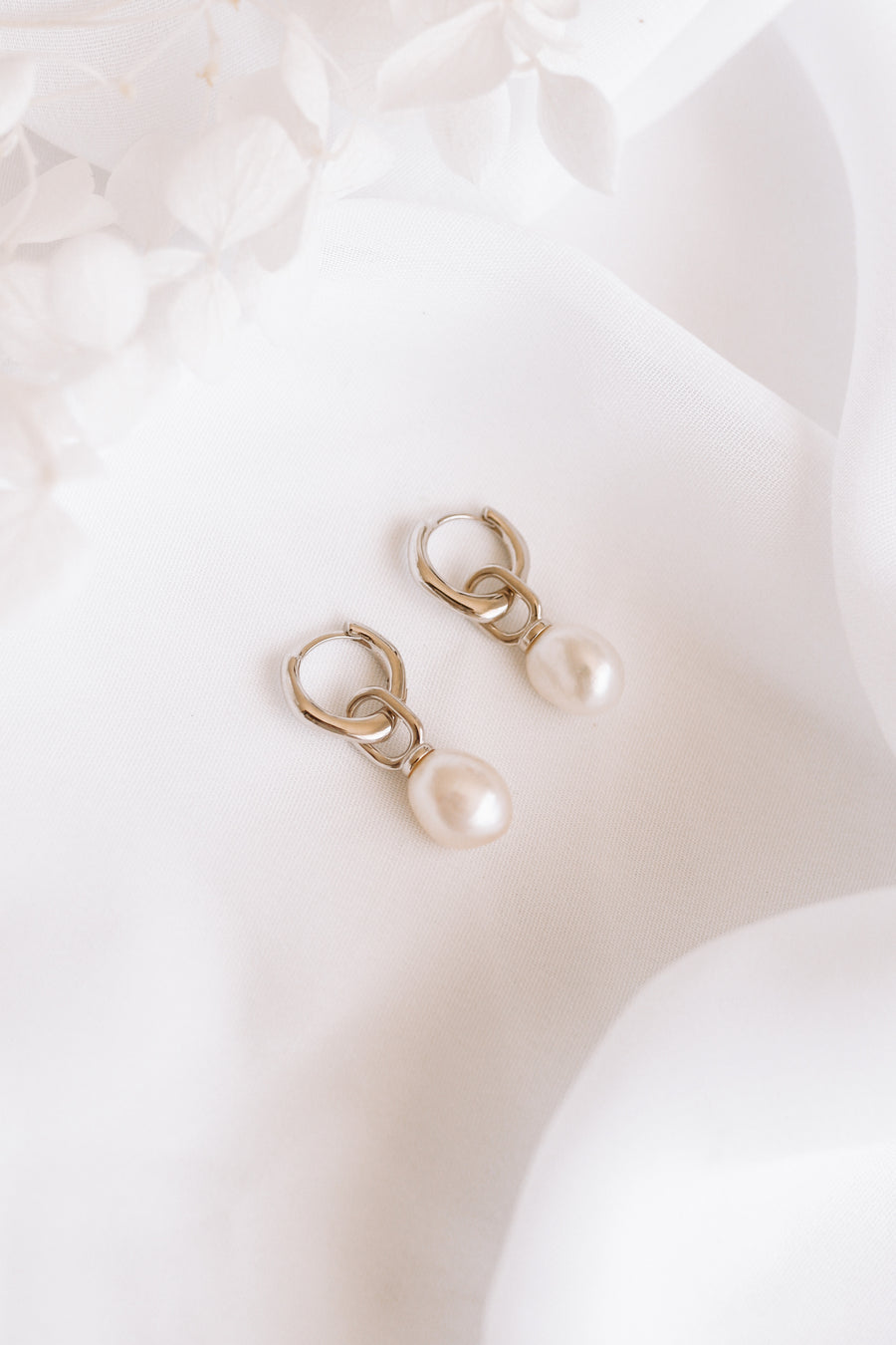 Bronte - 18ct Plated Sterling Silver Pearl Hoops