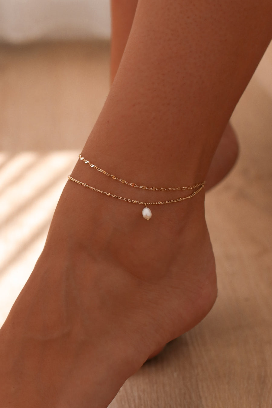 Marlie - 18ct Gold or Silver Stainless Steel Anklet