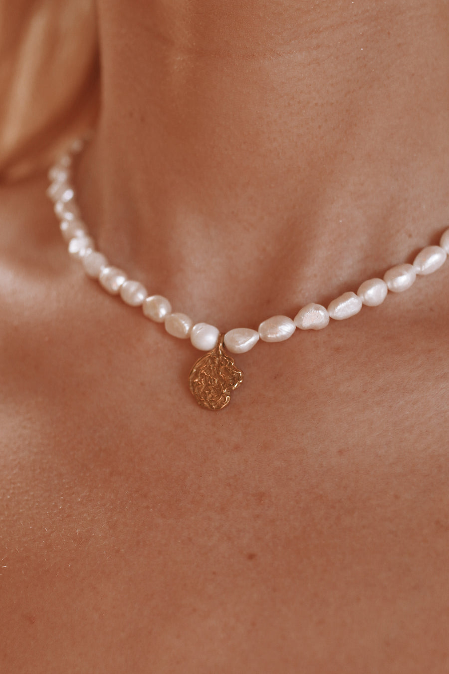 Sage - Gold or Silver Stainless Steel Pearl Necklace
