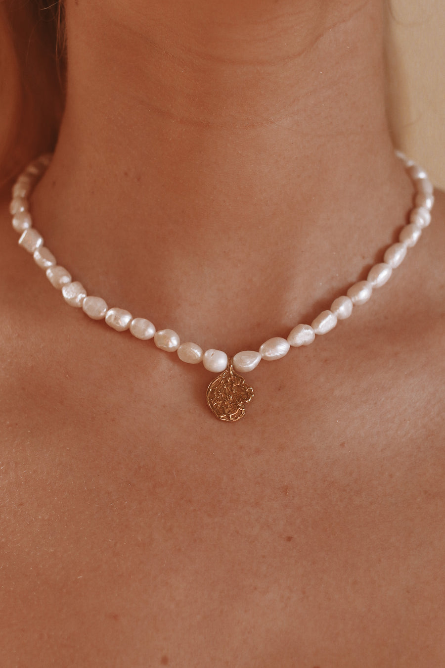 Sage - Gold or Silver Stainless Steel Pearl Necklace