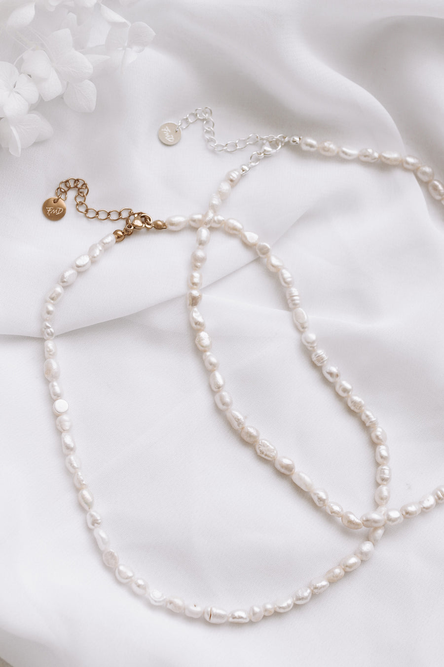 Kady - 18ct Gold or Silver Stainless Steel Pearl Necklace