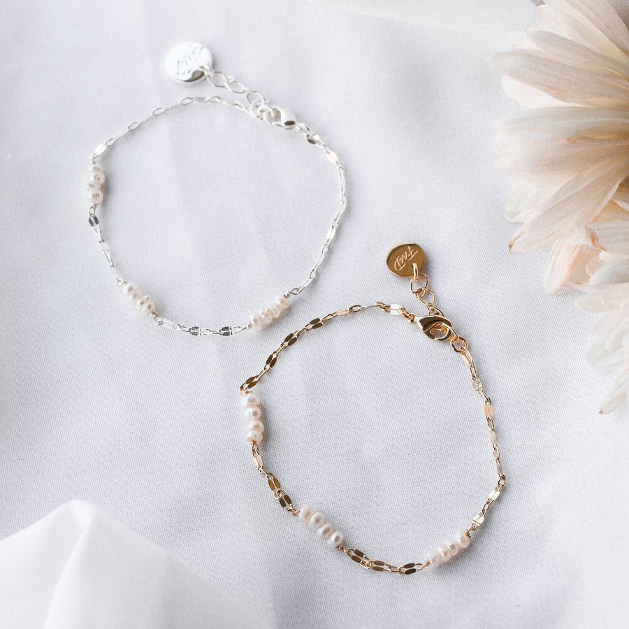 Annalise - Silver or Gold stainless steel Pearl Bracelet