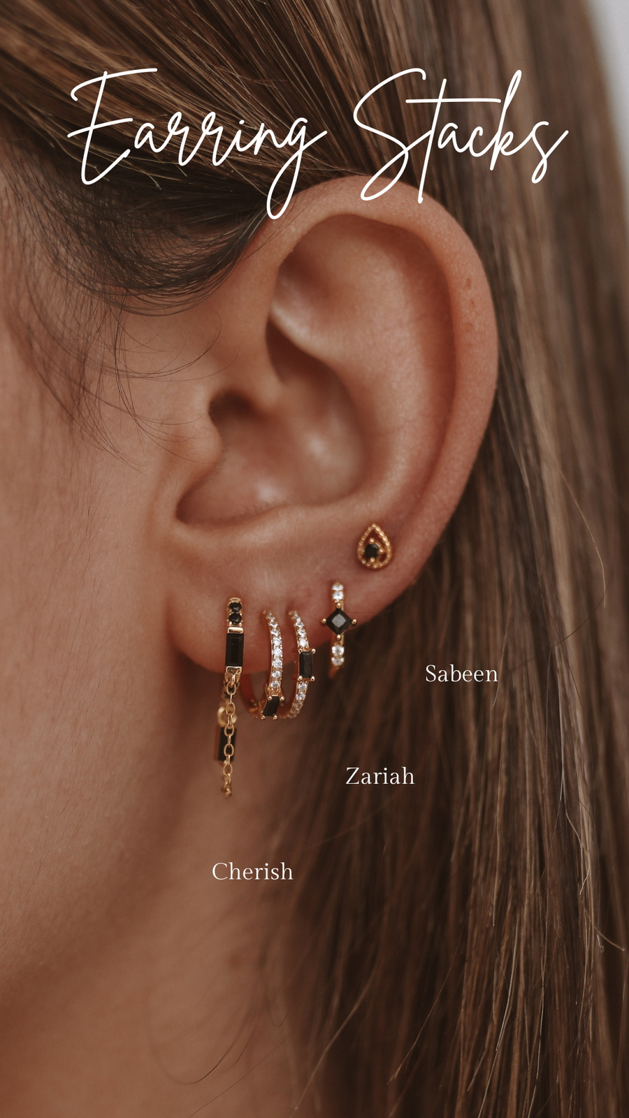 Cherish Earring Stack - Gold or Silver Sterling Silver Hoops