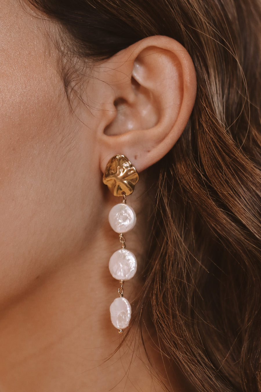Blossom - 18ct Gold Plated Stainless Steel Pearl Studs