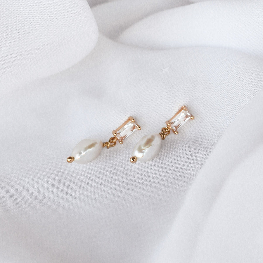 Dawn - Gold Plated Pearl Earrings