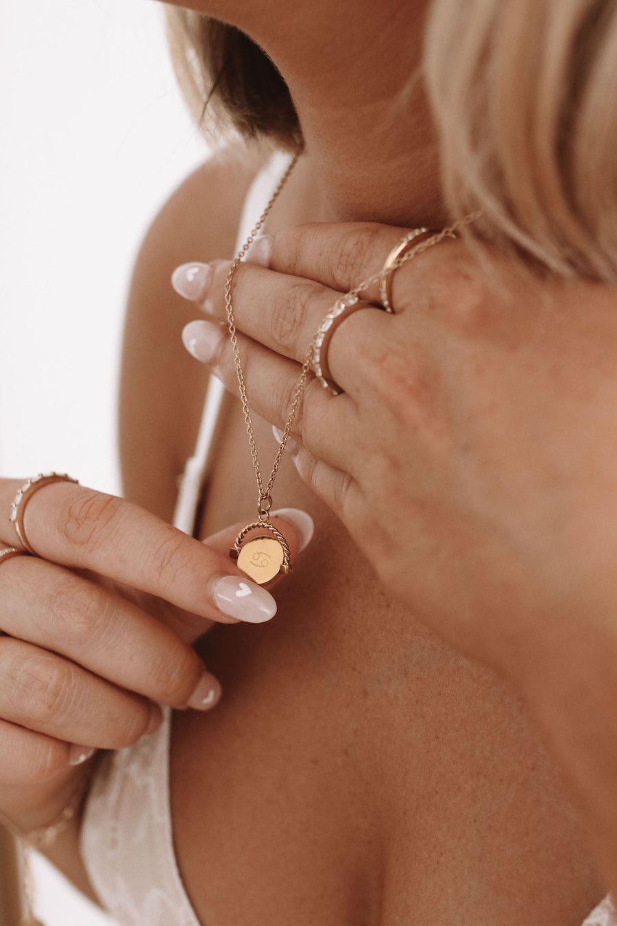 Monogram rose gold necklaces deals