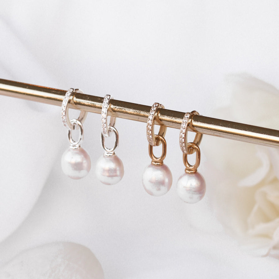 Bailee - 18ct Gold Plated Sterling Silver Pearl Hoops