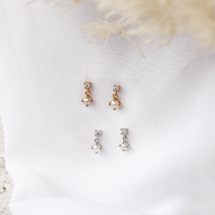 Zana - Gold or Silver Sterling Silver Pearl Studs