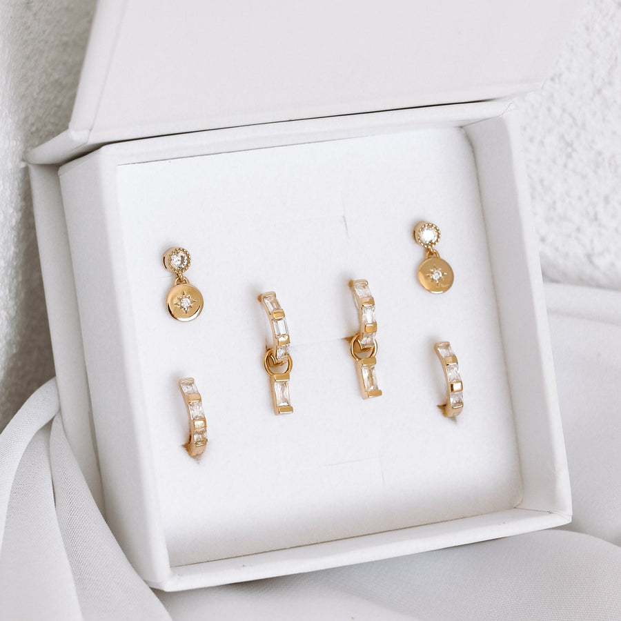 Maleah Earring Stack - Gold or Silver Sterling Silver Hoops