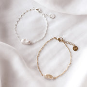 Poppy - Fine 18ct Gold or Silver Stainless Steel Pearl Bracelet