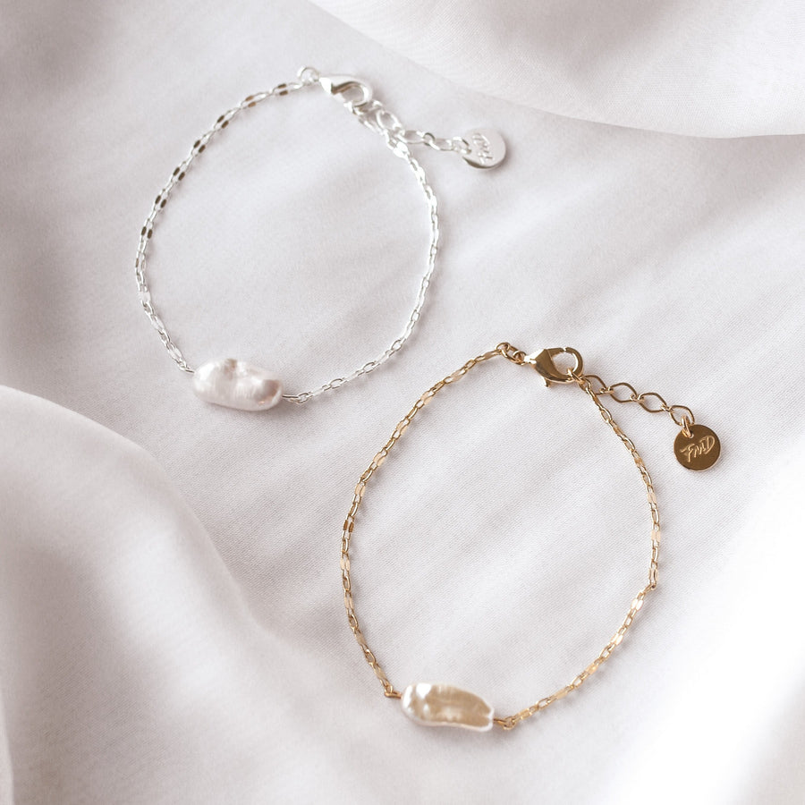 Poppy - Fine 18ct Gold or Silver Stainless Steel Pearl Bracelet