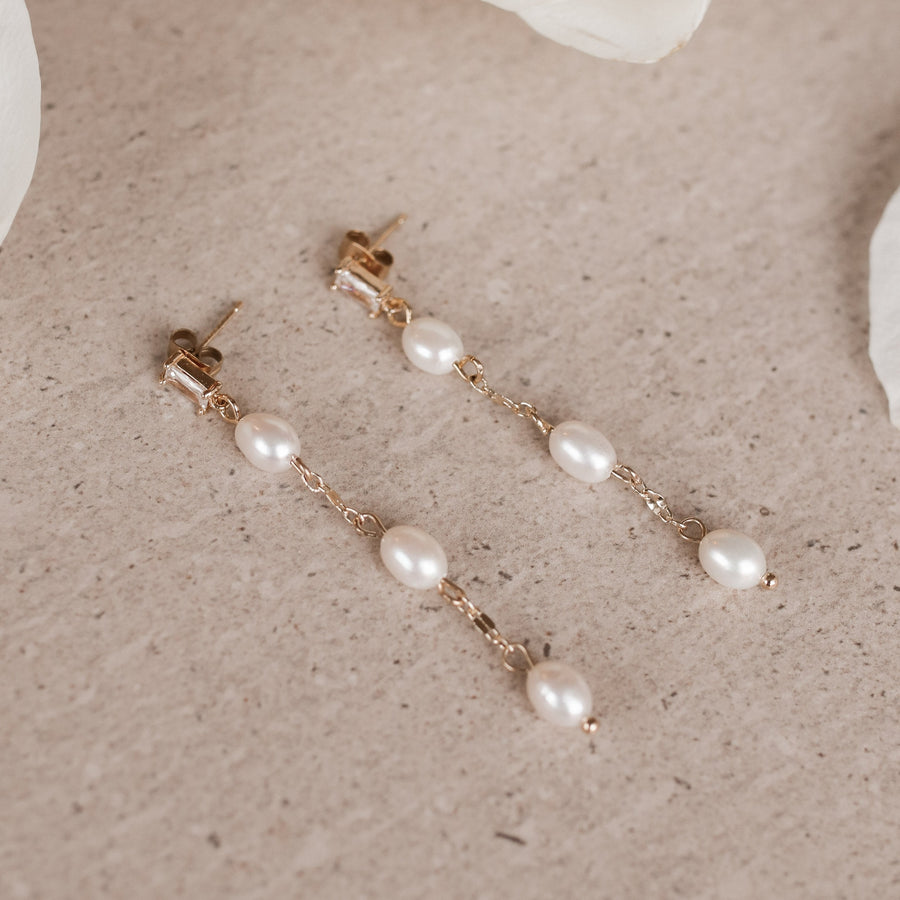 Larissa - Gold or Silver Plated Pearl Earrings