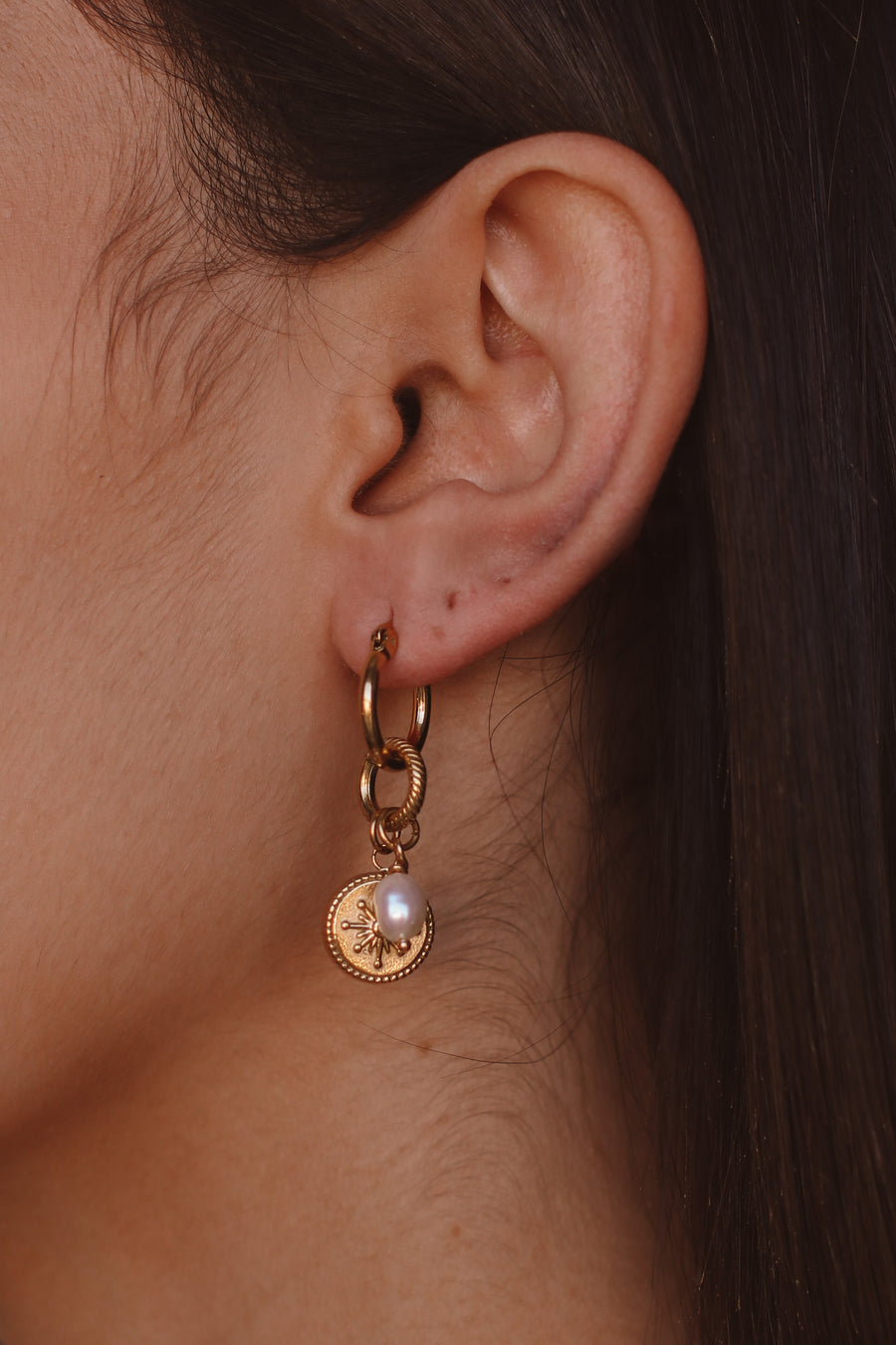 Megan - Stainless Steel Pearl Earrings