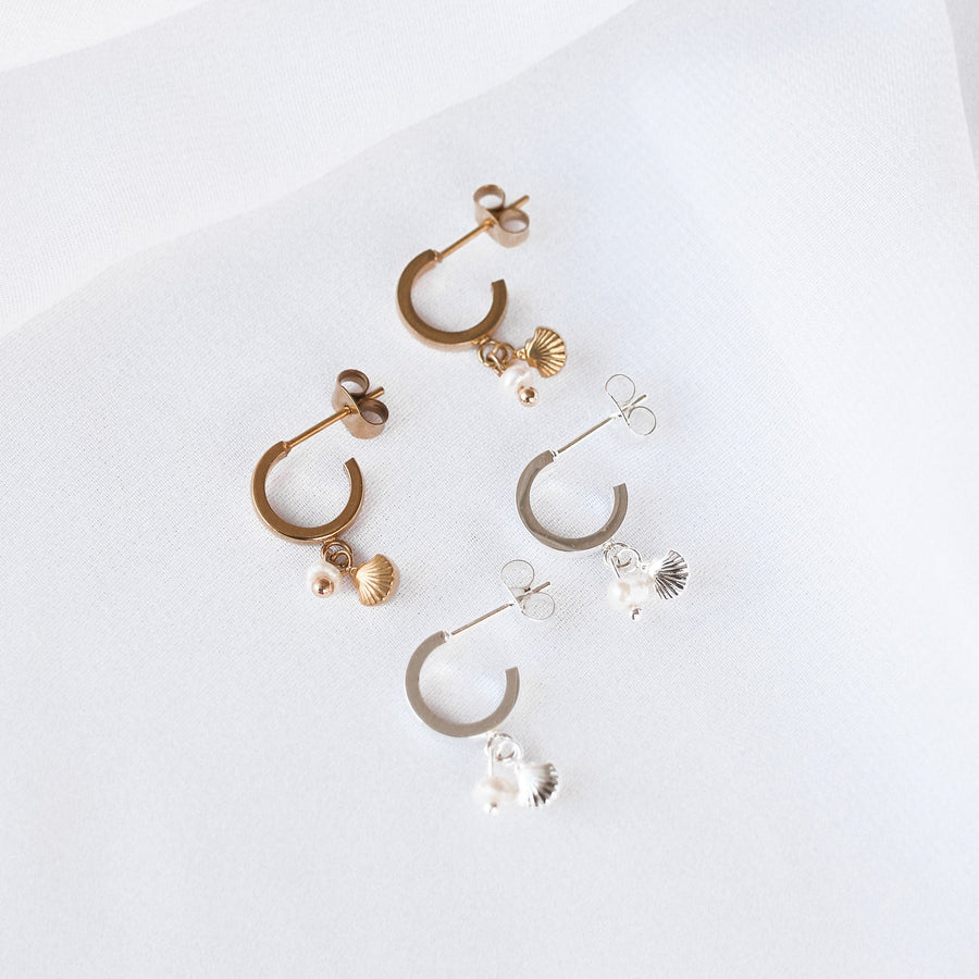 Ocean - Gold or Silver Sterling Silver Hoops