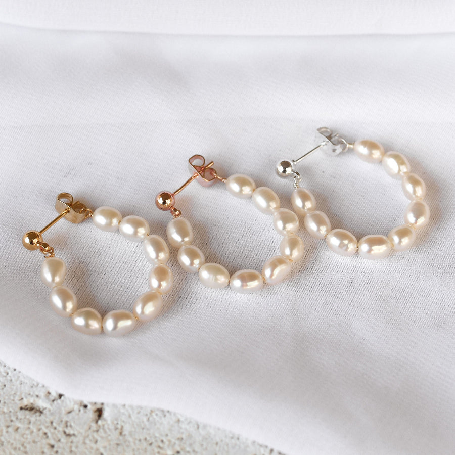 Sadie - Pearl Earrings in Gold, Silver or Rose Gold
